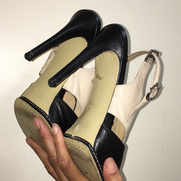 Basconi vintage tuxedo peep toe slingback - Picture 4 of 8